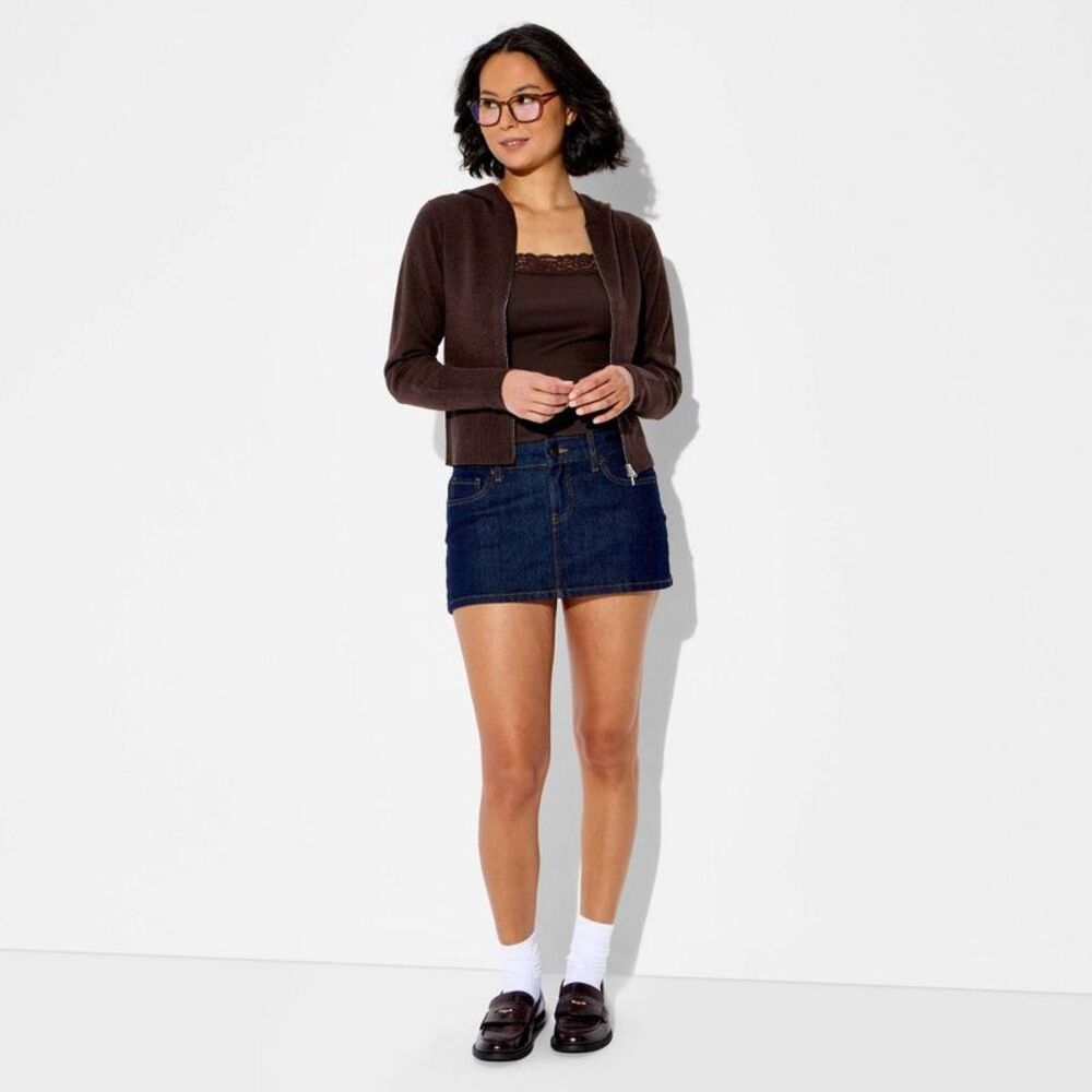 Women's Hooded Zip-Up Cardigan Sweater - Wild Fable Brown L